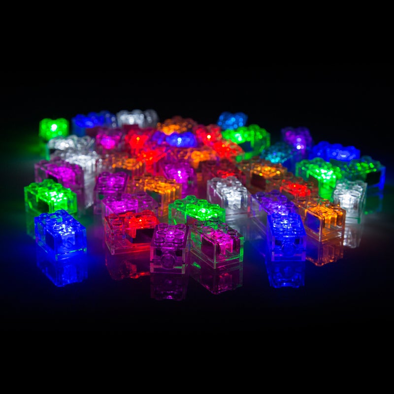 SCS Direct Light Up Building Bricks - Set of 40 Blocks w On/Off Switch + Brightness Dim Ability - 8 Compatible Tight Fit w All Major Brands - STEM Holiday Xmas Stocking Stuffer Gift for Kids - Image 4